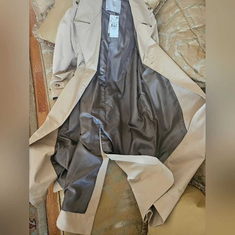 NWT Mango Double-Breasted Trench Coat Cream/Tan - Picture 11 of 16